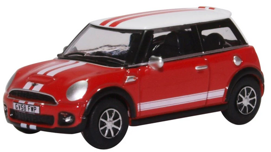 OXFORD DIECAST 1/76 - 76NMN007 - NEW MINI CHILLI RED WHITE - NEW
