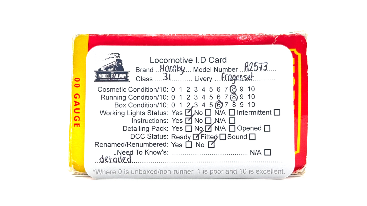 HORNBY 00 GAUGE - R2573 - CLASS 31 DIESEL LOCOMOTIVE 31452 FRAGONSET MINOTAUR