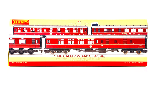 HORNBY 00 GAUGE - R4177 - THE CALEDONIAN COACHES TRIPLE PACK BR MAROON - BOXED