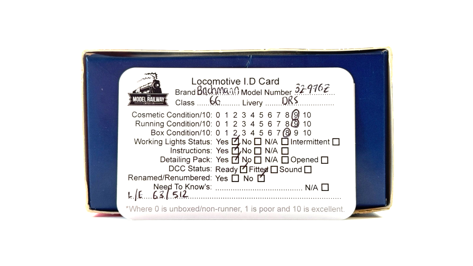 BACHMANN 00 GAUGE - 32-976Z - CLASS 66 DIESEL 66418 EX-DRS DE-BRANDED KERNOW