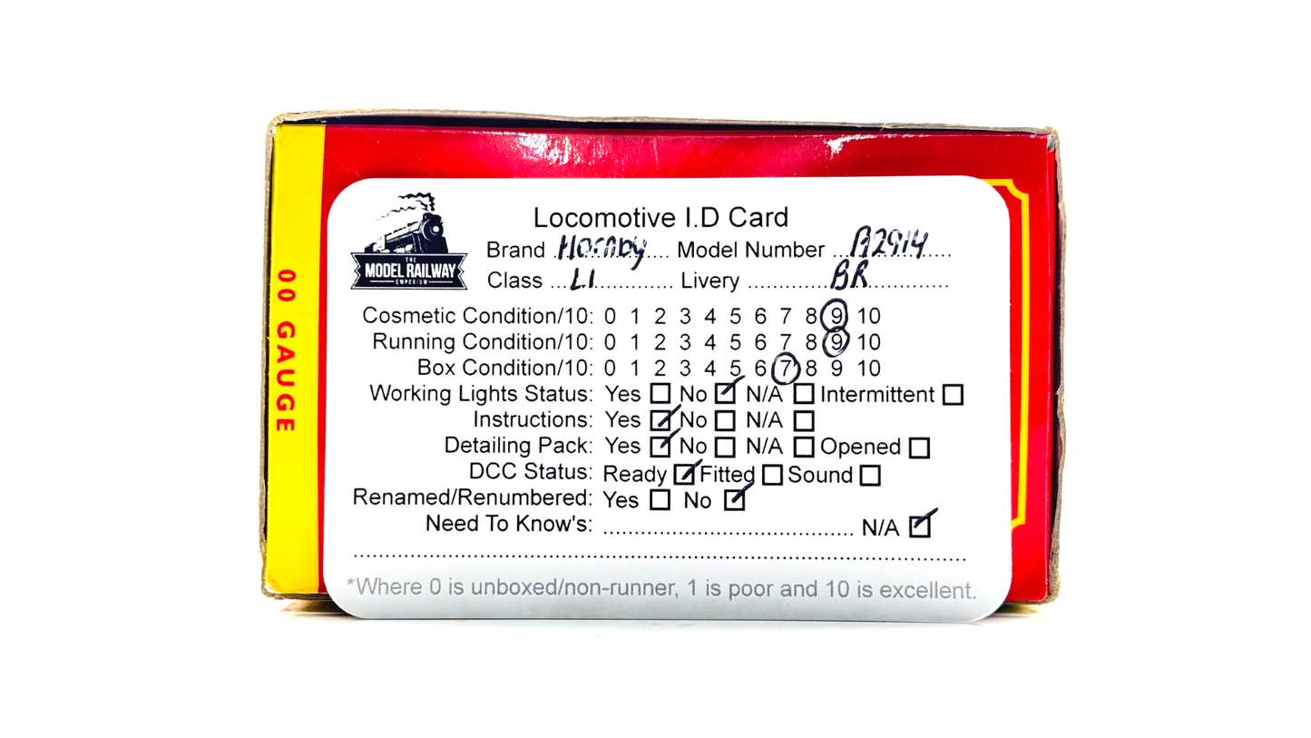 HORNBY 00 GAUGE - R2914 - LATE BR BLACK 2-6-4T THOMPSON L1 67722 LOCOMOTIVE