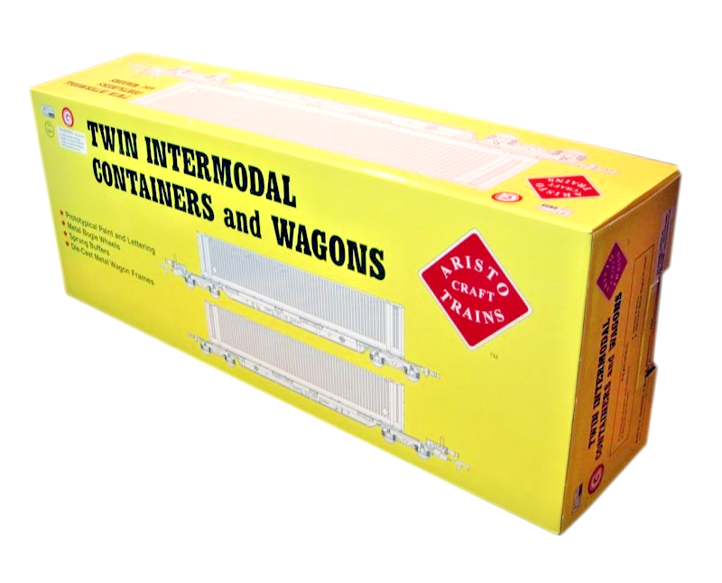 ARISTOCRAFT G SCALE GAUGE 1 - A50803 - INTERMODAL TWIN WAGONS MALCOLM CONTAINERS