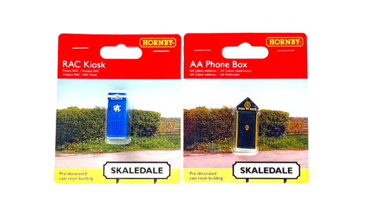HORNBY 00 GAUGE SKALEDALE - R9867/R9878 - AA PHONE BOX & RAC KIOSK - CARDED NEW