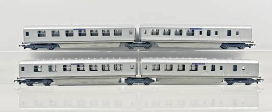 HORNBY 00 GAUGE - CUSTOM REFINISHED LNER SILVER JUBILEE ARTICULATED COACHES X 4
