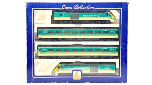 LIMA 00 GAUGE - L149909 - CLASS 43 HST FOUR CAR MIDLAND MAINLINE LIVERY - BOXED