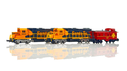 LIFE LIKE N GAUGE - 7602 - GP38 LOCOMOTIVE WITH DUMMY & CABOOSE AT&SF - SPARES
