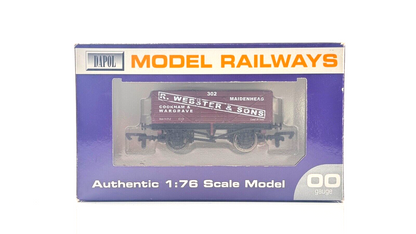 DAPOL 00 GAUGE - 7 PLANK WAGON R WEBSTER COOKHAM WARGRAVE NO.302 BOXED