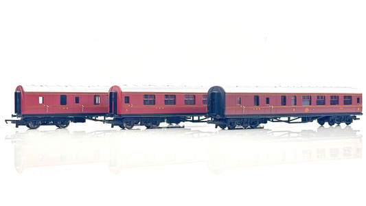 HORNBY 00 GAUGE - LMS 57' STANIER MAROON COMPOSITE & BRAKE COACHES X 3 UNBOXED