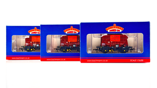 BACHMANN 00 GAUGE - 38-272 - PRESFLO 22T CEMENT WAGON RUGBY CEMENT BOXED X3
