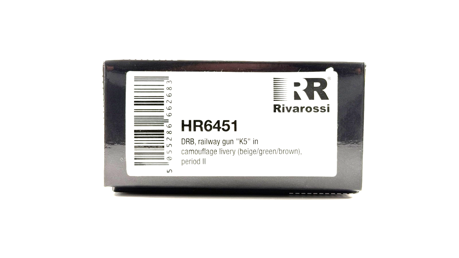 RIVAROSSI HO SCALE - HR6451 - DRB RAILWAY GUN "K5" CAMOUFLAGE LIVERY GREEN BROWN