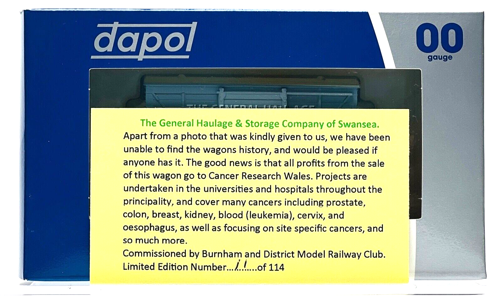 DAPOL 00 GAUGE - GENERAL HAULAGE & STORAGE CO SWANSEA NO.12 (BURNHAM LIMITED ED)