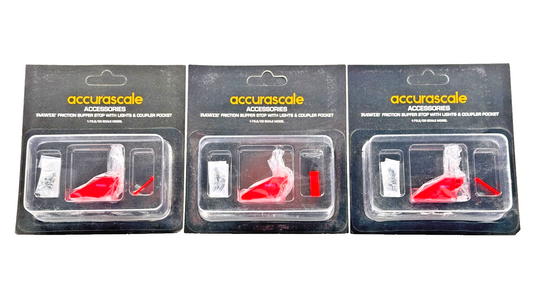 ACCURASCALE 00 GAUGE - RAWIE FRICTION BUFFER STOP W/LIGHTS & COUPLER POCKET X 3