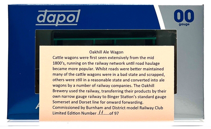 DAPOL 00 GAUGE - OAKHILL BREWERY 8T ALE WAGON 38615 (BURNHAM LIMITED ED)