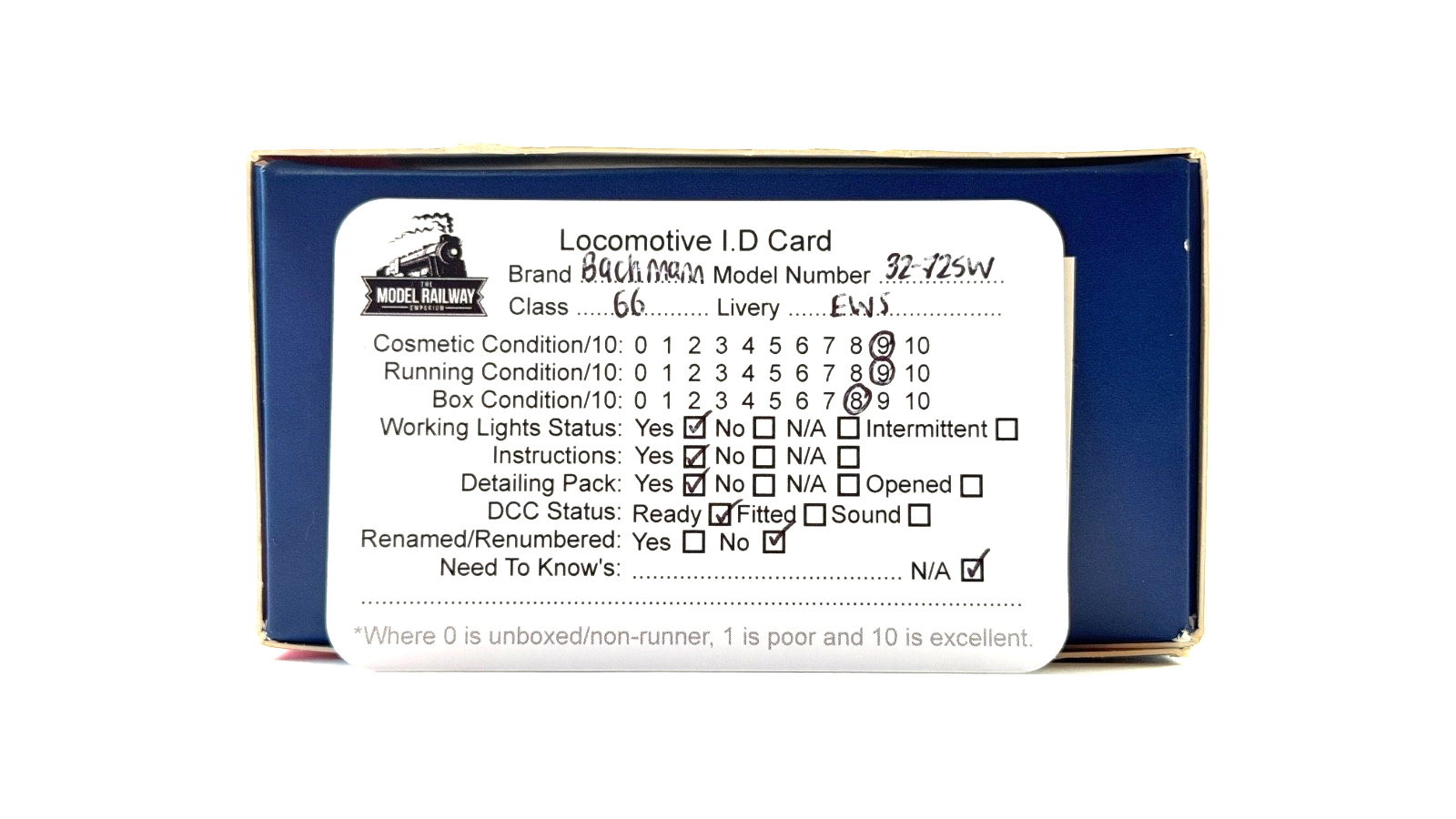 BACHMANN 00 GAUGE - 32-725W - CLASS 66 DIESEL 66062 'EWS' EURO CARGO RAIL