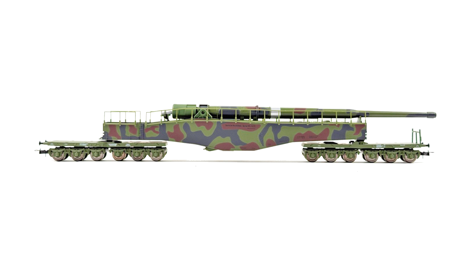 RIVAROSSI HO SCALE - HR6451 - DRB RAILWAY GUN "K5" CAMOUFLAGE LIVERY GREEN BROWN
