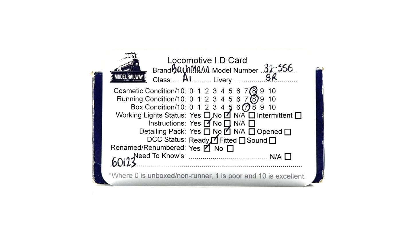 BACHMANN 00 GAUGE - 32-556 - CLASS A1 60123 H.A. IVATT BR GREEN RENAMED/NUMBERED