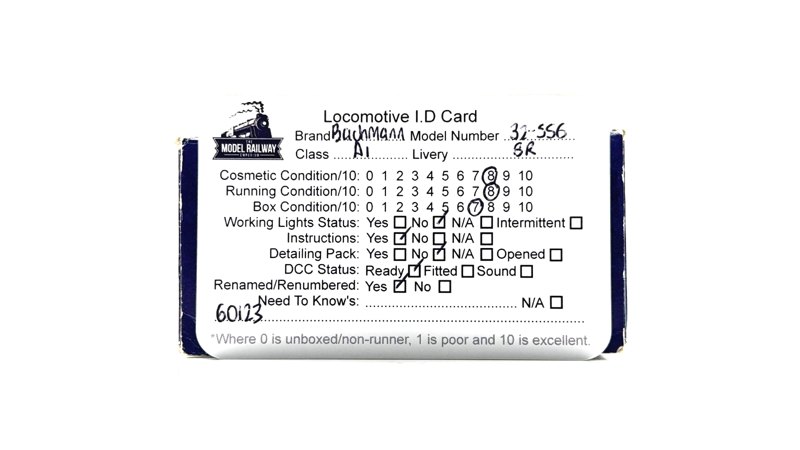 BACHMANN 00 GAUGE - 32-556 - CLASS A1 60123 H.A. IVATT BR GREEN RENAMED/NUMBERED