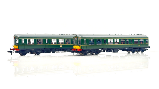 BACHMANN 00 GAUGE - 32-515 - DERBY LIGHTWEIGHT TWO CAR DMU BR GREEN YELLOW W/P
