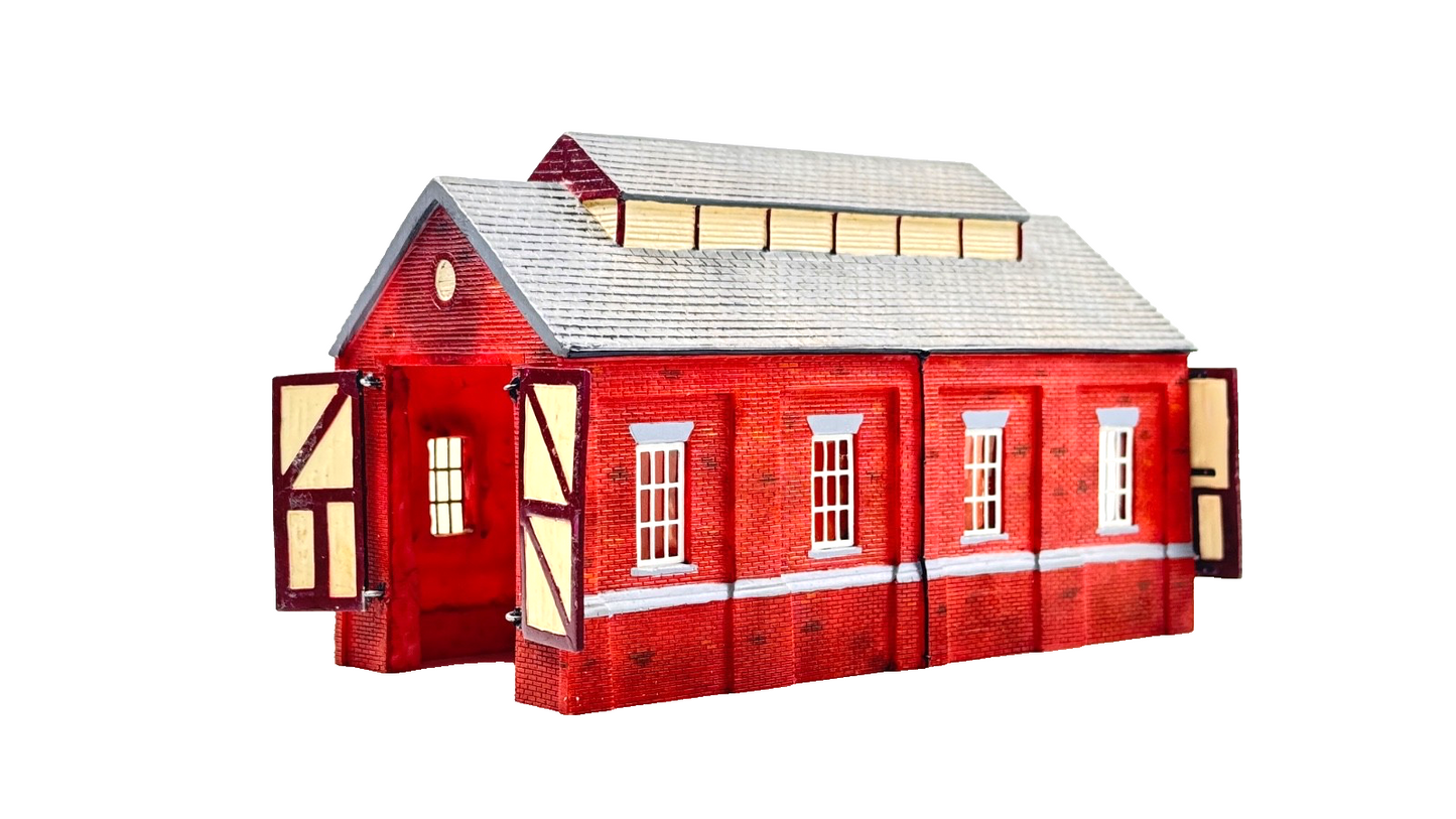HORNBY 00 GAUGE SKALEDALE - R8536 - SINGLE ROAD BRICK ENGINE SHED - BOXED