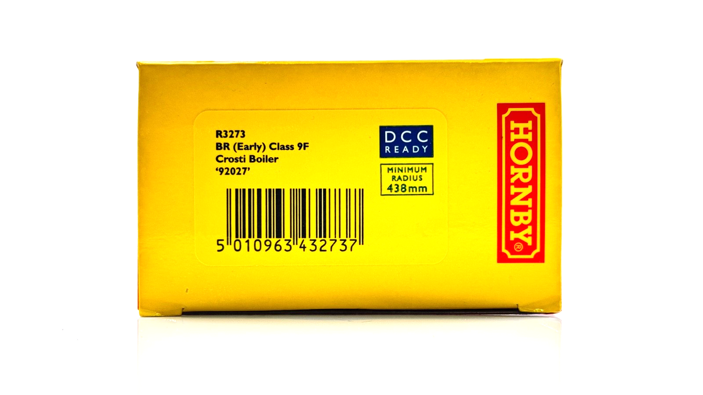 HORNBY 00 GAUGE - R3273 - BR BLACK CLASS 9F CROSTI BOILER LOCOMOTIVE 92027 BOXED