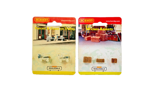HORNBY 00 GAUGE SKALEDALE - R8676/R8677 - CASES ON TROLLEY WICKER BASKETS CARDED