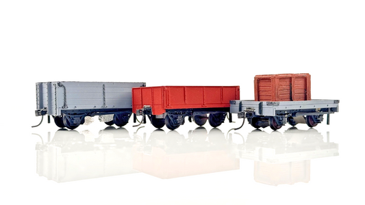 KIT BUILT/O-16.5 NG7 NARROW GAUGE - 3 X MIXED OPEN WAGONS WITH LOAD - UB