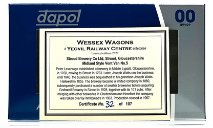 DAPOL 00 GAUGE - STROUD BREWERY GLOUCESTERSHIRE VENT VAN NO.5 (WESSEX WAGONS)