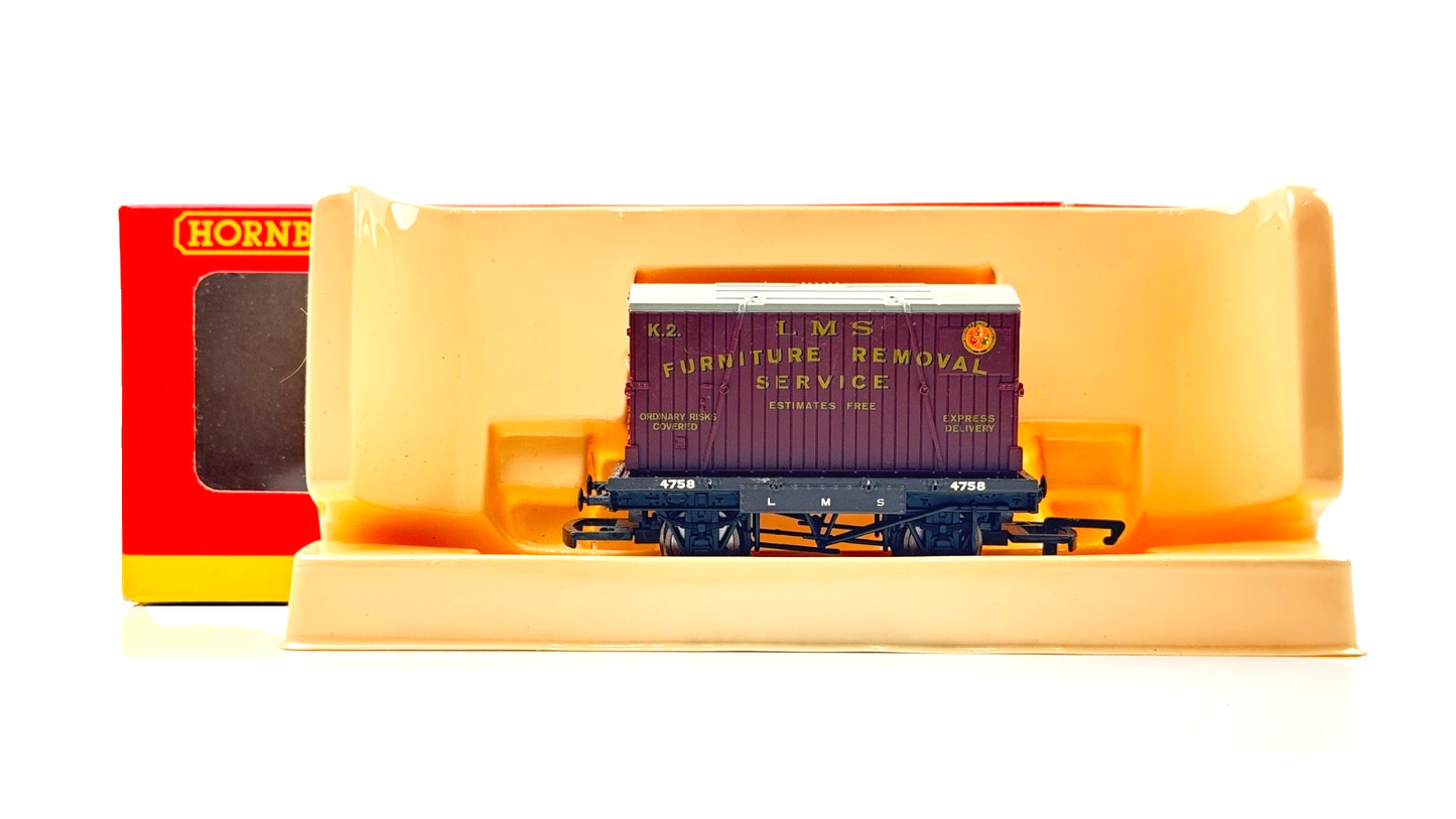 HORNBY 00 GAUGE - R6241A - LMS CONFLAT & CONTAINER 4758 - BOXED NQP