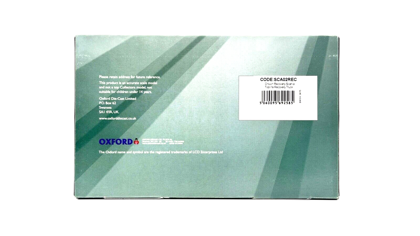 OXFORD DIECAST 1/76 SCALE - SCA02REC - CROUCH RECOVERY SCANIA TOPLINE - BOXED