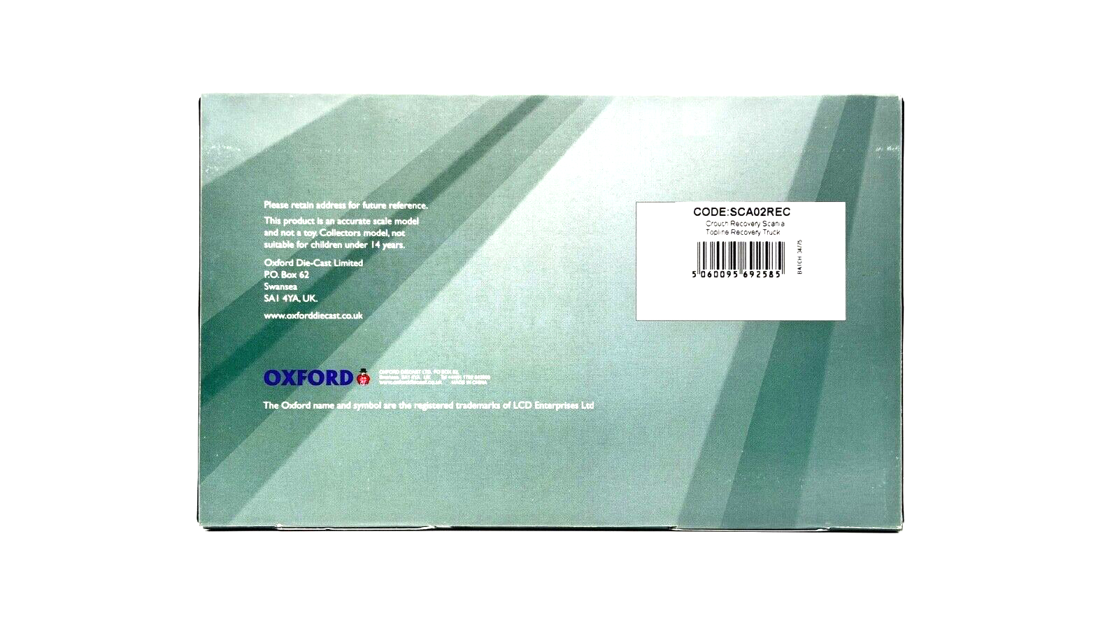 OXFORD DIECAST 1/76 SCALE - SCA02REC - CROUCH RECOVERY SCANIA TOPLINE - BOXED