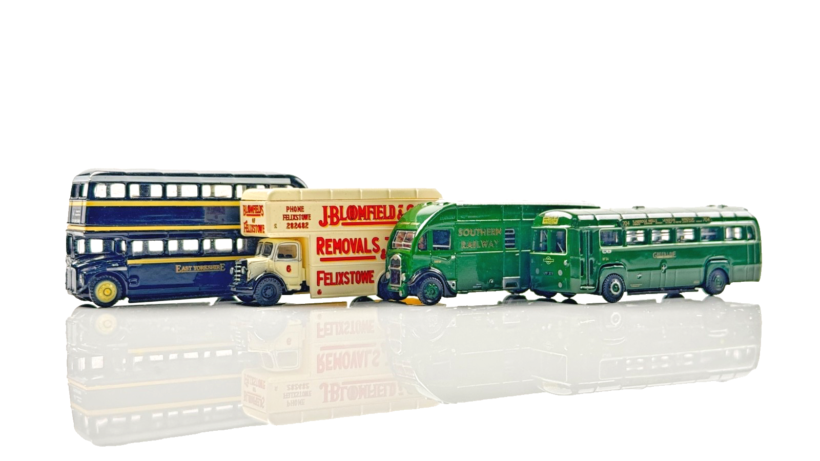 OXFORD DIECAST 1:148 SCALE - SOUTHERN HORSEBOX GREENLINE REMOVALS X 4 - UNBOXED