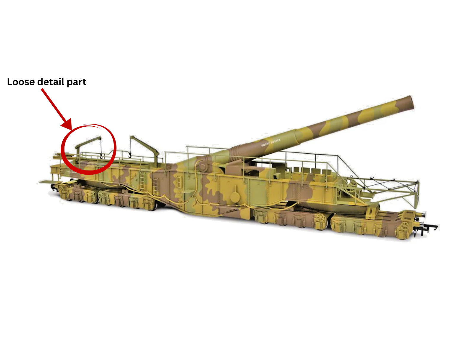 OXFORD RAIL 00 GAUGE - OR76BOOM03 - RAILGUN WW1 BOCHE BUSTER NEW (LOOSE DETAIL)