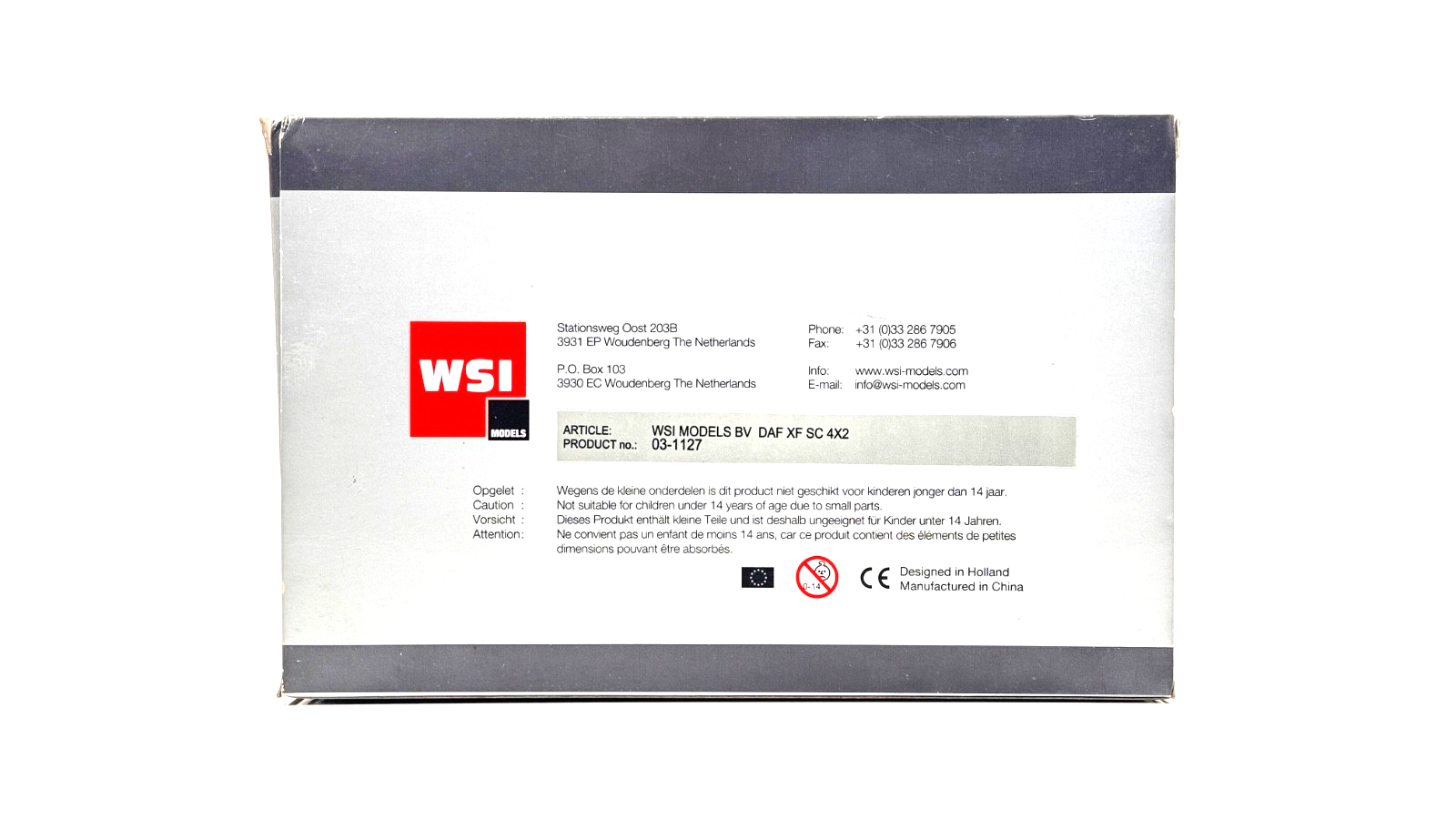 WSI 1/50 SCALE - 03-1127 - DAF XF SC 4X2 WHITE TRACTOR UNIT BOXED