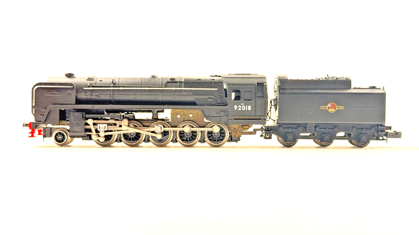 MINITRIX N GAUGE - N207 - BR BLACK 2-10-0 CLASS 9F LOCOMOTIVE 92018 BO ...
