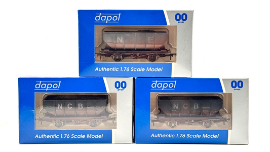 DAPOL 00 GAUGE - B1003W/B1004W - 21T HOPPER WAGONS NE GREY NCB BLACK - BOXED