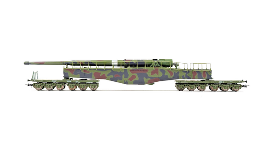RIVAROSSI HO SCALE - HR6451 - DRB RAILWAY GUN "K5" CAMOUFLAGE LIVERY GREEN BROWN