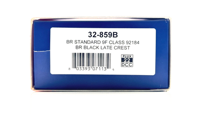 BACHMANN 00 GAUGE - 32-859B - BR STANDARD 9F CLASS 92184 BR BLACK LATE CREST