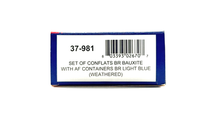 BACHMANN 00 GAUGE - 37-981 - SET OF BR BAUXITE CONFLATS AF CONTAINERS LIGHT BLUE