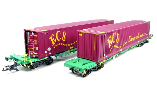 ARISTOCRAFT G SCALE GAUGE 1 - A50802 - INTERMODAL TWIN WAGONS & ECS CONTAINERS