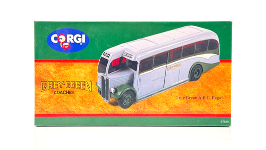 CORGI 1/50 SCALE - 97180 - GREY GREEN A.E.C REGAL COACH - BOXED