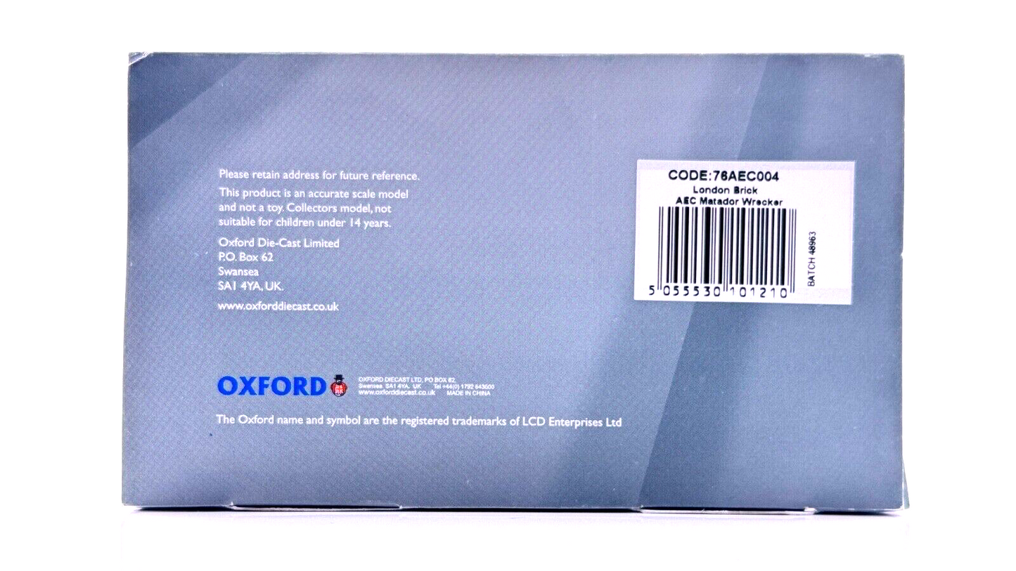 OXFORD DIECAST 1/76 SCALE - 76AEC004 - LONDON BRICK AEC MATADOR WRECKER - BOXED