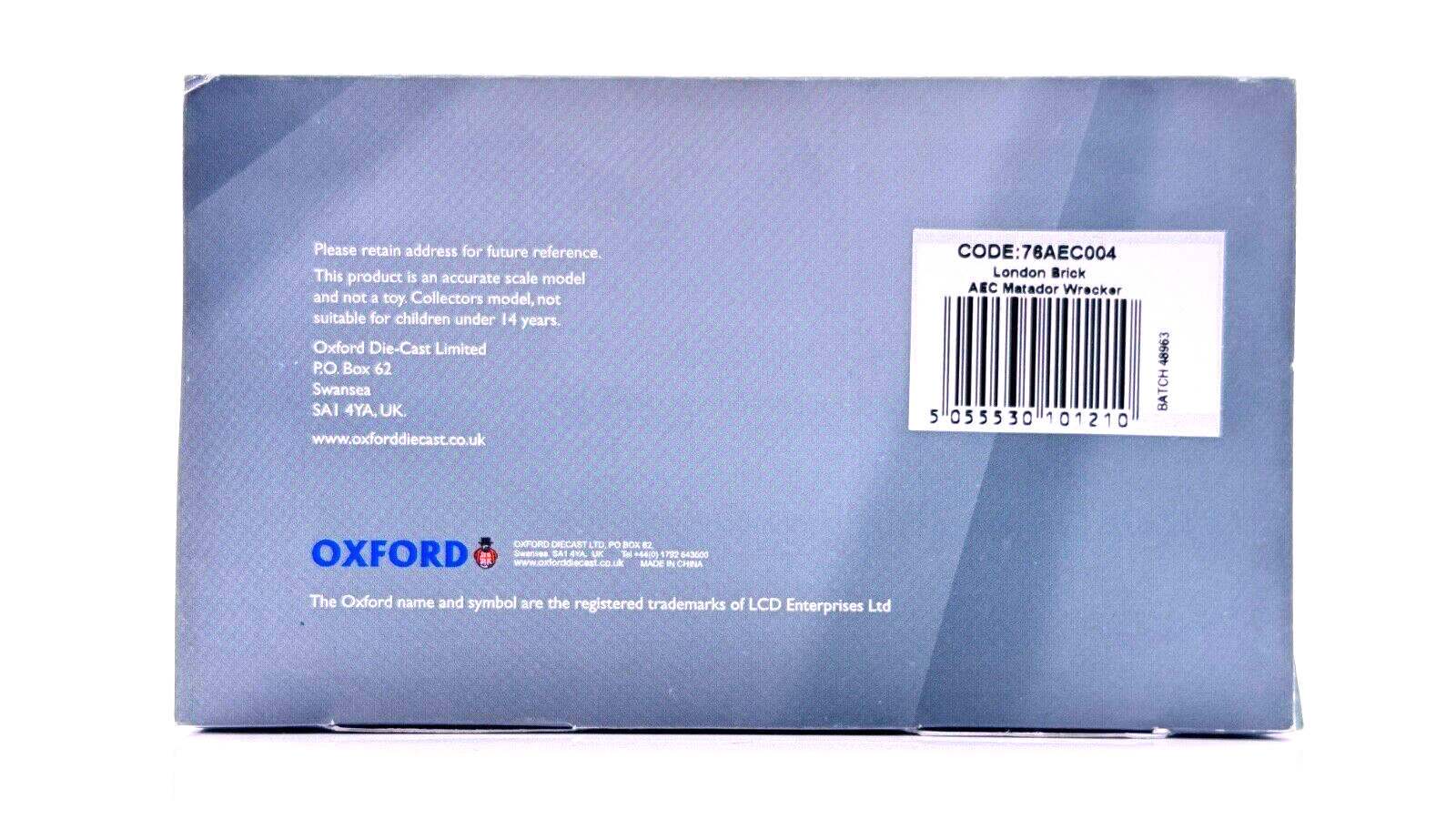 OXFORD DIECAST 1/76 SCALE - 76AEC004 - LONDON BRICK AEC MATADOR WRECKER - BOXED