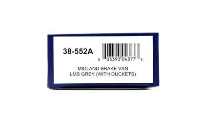 BACHMANN 00 GAUGE - 38-552A - MIDLAND BRAKE VAN LMS GREY (WITH DUCKETS) - NEW