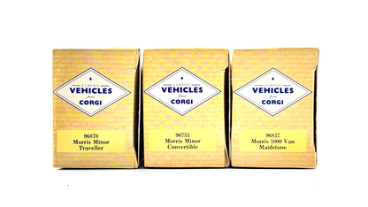 CORGI 1/43 SCALE - 96870 96753 96837 - MORRIS MINOR/VAN TRIPLE PACK - BOXED