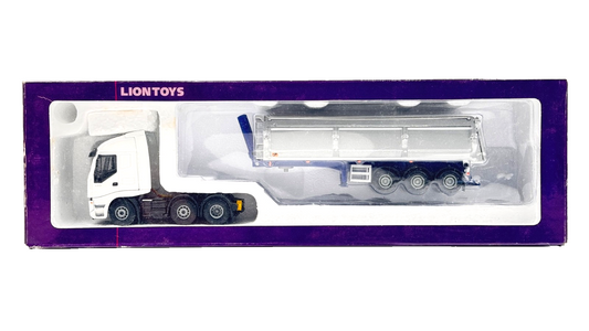LION TOYS 1/50 SCALE - IVECO STRALIS WHITE TRACTOR UNIT & GREY TIPPER - BOXED