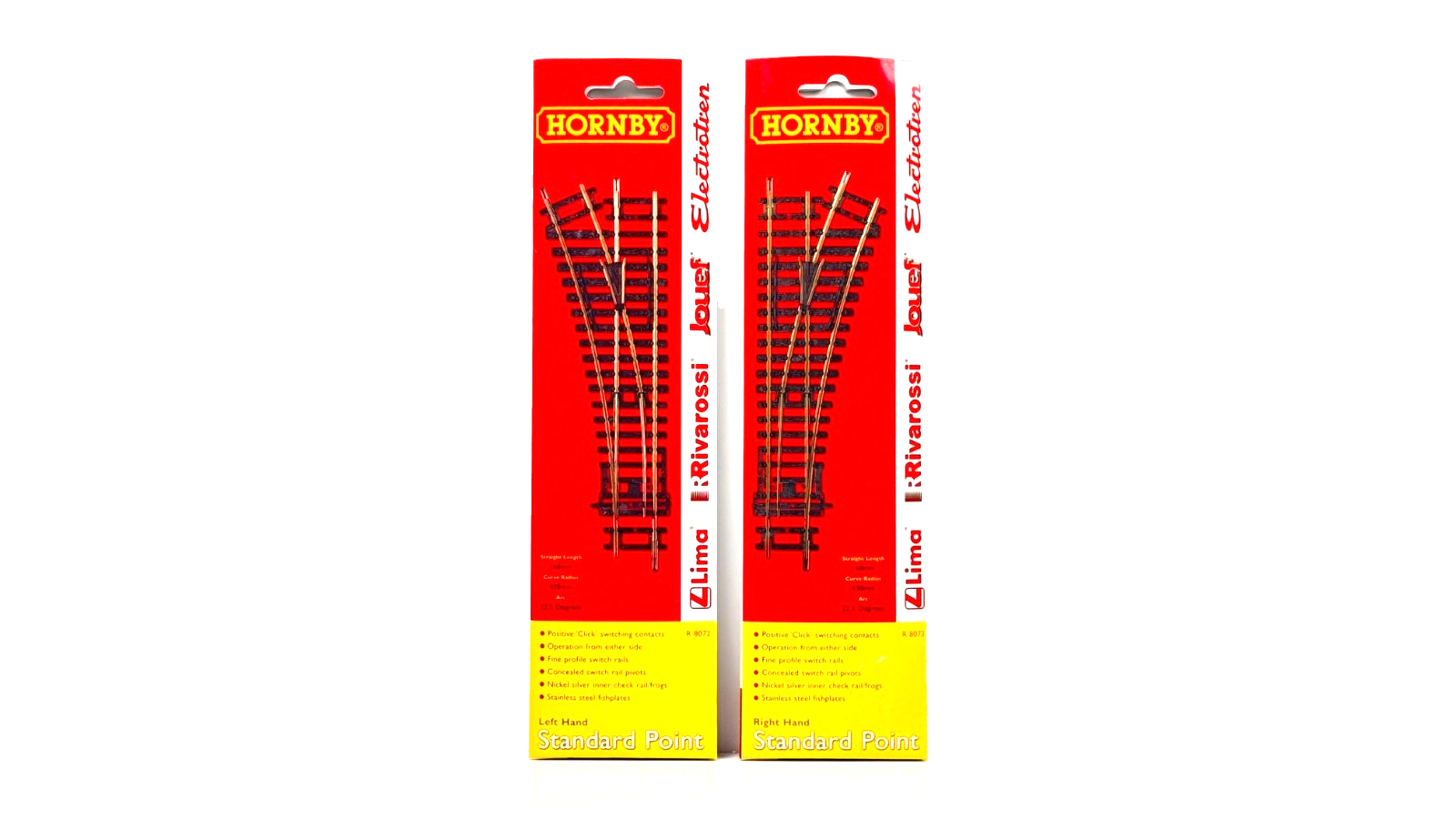 HORNBY 00 GAUGE - R8072/R8073 - STANDARD TURNOUT LEFT & RIGHT HAND - CARDED