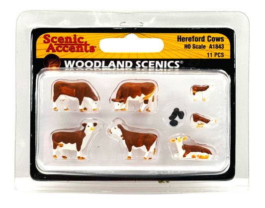 WOODLAND SCENICS OO/HO GAUGE - A1843 - HEREFORD COWS - COMPLETE