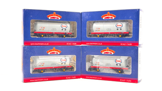 BACHMANN 00 GAUGE - 37-576B - RAKE OF 4 TTA TANK WAGONS ESSO GREY - BOXED