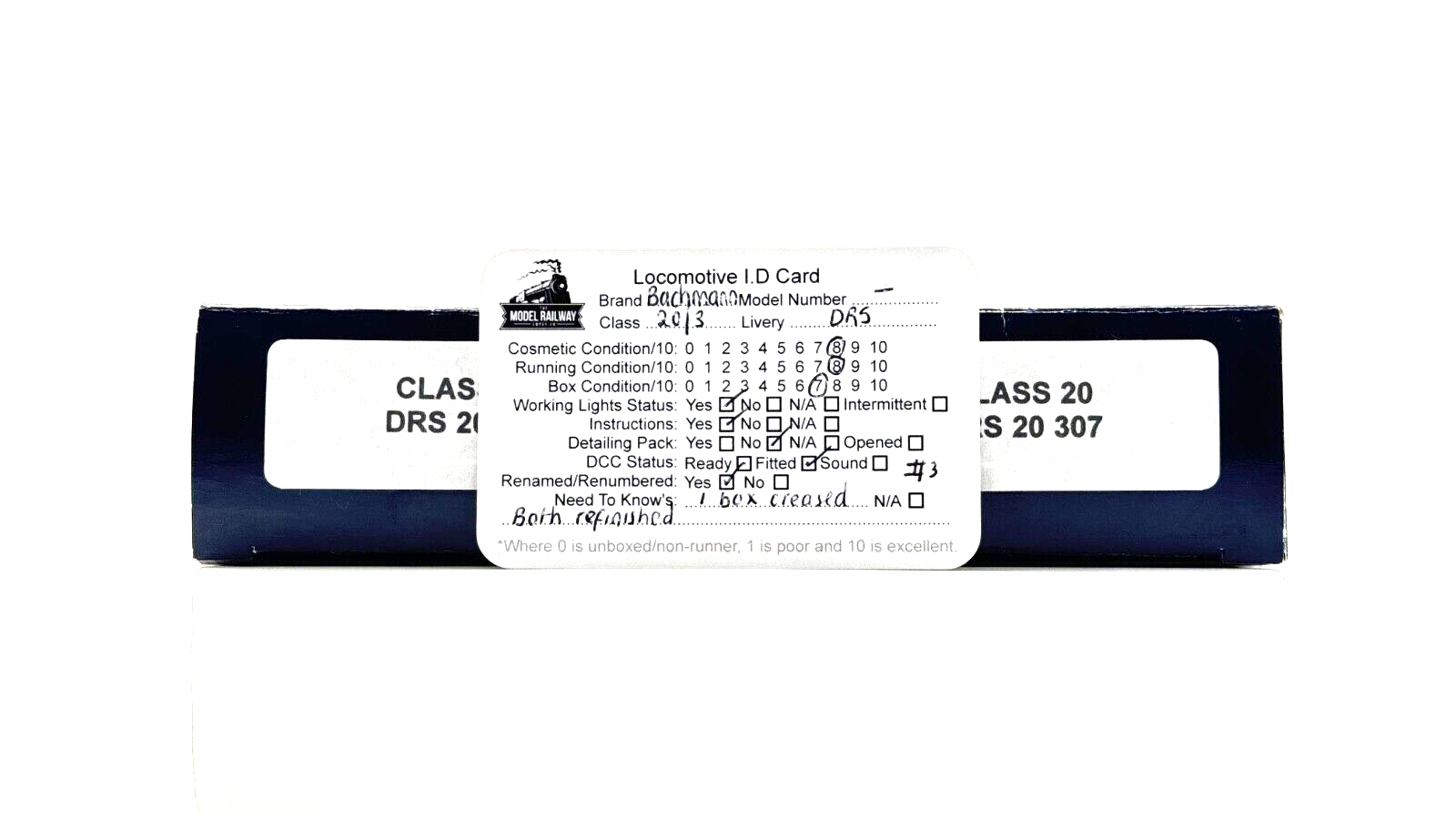 BACHMANN 00 GAUGE - CLASS 20/3 20306 20307 DRS REFINISHED TWIN SET WITH LIGHTS