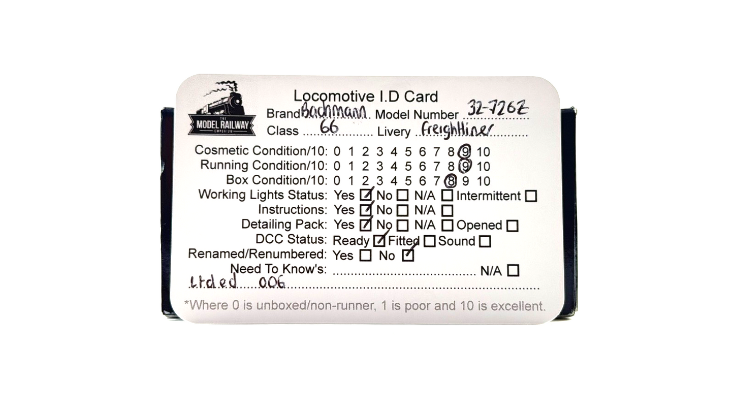 BACHMANN 00 GAUGE - 32-726Z - CLASS 66/5 DIESEL 66522 FREIGHTLINER SHANKS KMRC